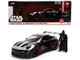 Porsche 911 GT3 RS 992 Black with Silver Hood and Graphics and Darth Vader Figure Star Wars Franchise Hollywood Rides Series 1/24 Diecast Model Car Jada 36477 Porsche 911 GT3 RS 992 Black with Silver Hood and Graphics and Darth Vader Figure Star Wars Franchise Hollywood Rides Series 1/24 Diecast Model Car Jada 36477
