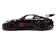 Porsche 911 GT3 RS 992 Black with Silver Hood and Graphics and Darth Vader Figure Star Wars Franchise Hollywood Rides Series 1/24 Diecast Model Car Jada 36477
