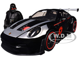 Porsche 911 GT3 RS 992 Black with Silver Hood and Graphics and Darth Vader Figure Star Wars Franchise Hollywood Rides Series 1/24 Diecast Model Car Jada 36477