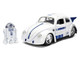 1959 Volkswagen Drag Beetle White with Graphics and R2 D2 Figure Star Wars Franchise Hollywood Rides Series 1/24 Diecast Model Car Jada 36912 1959 Volkswagen Drag Beetle White with Graphics and R2 D2 Figure Star Wars Franchise Hollywood Rides Series 1/24 Diecast Model Car Jada 36912