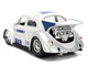 1959 Volkswagen Drag Beetle White with Graphics and R2 D2 Figure Star Wars Franchise Hollywood Rides Series 1/24 Diecast Model Car Jada 36912 1959 Volkswagen Drag Beetle White with Graphics and R2 D2 Figure Star Wars Franchise Hollywood Rides Series 1/24 Diecast Model Car Jada 36912