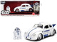 1959 Volkswagen Drag Beetle White with Graphics and R2 D2 Figure Star Wars Franchise Hollywood Rides Series 1/24 Diecast Model Car Jada 36912 1959 Volkswagen Drag Beetle White with Graphics and R2 D2 Figure Star Wars Franchise Hollywood Rides Series 1/24 Diecast Model Car Jada 36912