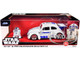 1959 Volkswagen Drag Beetle White with Graphics and R2 D2 Figure Star Wars Franchise Hollywood Rides Series 1/24 Diecast Model Car Jada 36912
