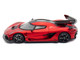 Koenigsegg Jesko Red Metallic with Black Stripes with Extra Wheels 1/64 Diecast Model Car CM Model CM64-JESKO-03