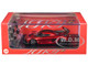 Koenigsegg Jesko Red Metallic with Black Stripes with Extra Wheels 1/64 Diecast Model Car CM Model CM64-JESKO-03