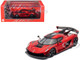 Koenigsegg Jesko Red Metallic with Black Stripes with Extra Wheels 1/64 Diecast Model Car CM Model CM64-JESKO-03