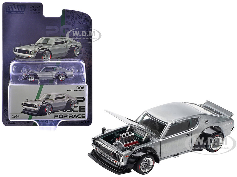 Skyline KPGC110 Kenmeri RHD Right Hand Drive Raw Metal Enigma Exclusive Edition 1/64 Diecast Model Car Pop Race PR64-PRE006