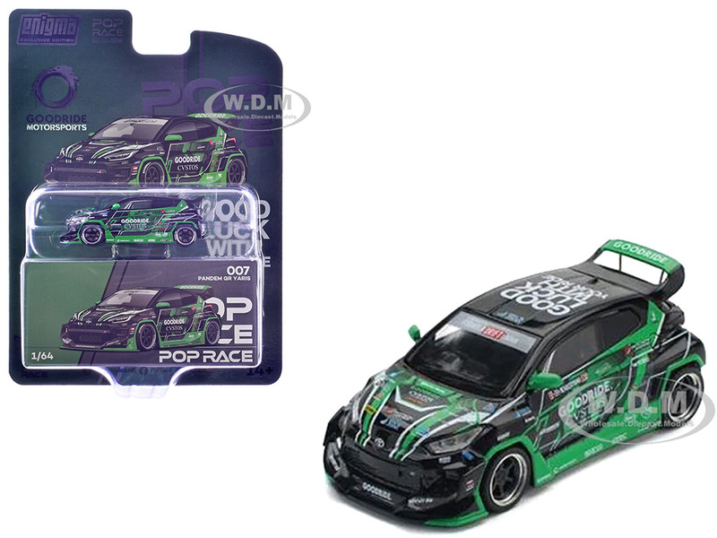 Pandem GR Yaris RHD Right Hand Drive Goodride Motorsports Green and Black with Graphics Enigma Exclusive Edition 1/64 Diecast Model Car Pop Race PR64-PRE007