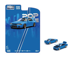 Skyline GT R BNR32 RHD Right Hand Drive Blue Metallic Enigma Exclusive Edition 1/64 Diecast Model Car Pop Race PR64-PRE009