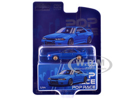 Skyline GT R BNR32 RHD Right Hand Drive Blue Metallic Enigma Exclusive Edition 1/64 Diecast Model Car Pop Race PR64-PRE009