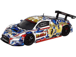 Audi R8 LMS Evisu Racing X Works White with Graphics 1/64 Diecast Model Car Pop Race PR64-R8LMS-EVISU