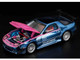 Mazda RX7 FC3S RE Amemiya RHD Right Hand Drive Blue Metallic with Pink Hood Los Angeles Edition 1/64 Diecast Model Car Pop Race PR640397