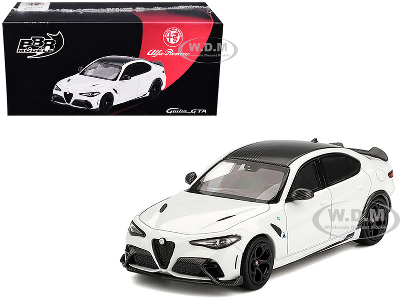 Alfa Romeo Giulia GTA White with Carbon Top 1/64 Diecast Model Car BBR BBRDIE6425