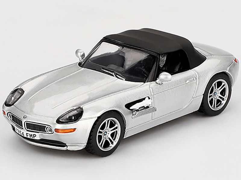 BMW Z8 Silver Metallic with Black Soft Top 007 James Bond The World Is Not Enough 1999 Movie Limited Edition 1/64 Diecast Model Car Mini GT MGT00906-007E