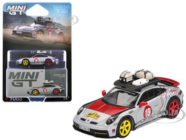 Porsche 911 Dakar #19 Uncle Rally Gray with Graphics and Roof Rack Limited Edition 1/64 Diecast Model Car Mini GT MGT01068
