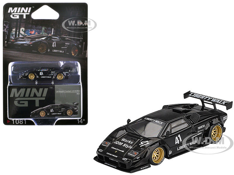 Lamborghini Countach LB WORKS #41 Black Limited Edition 1/64 Diecast Model Car Mini GT MGT01081