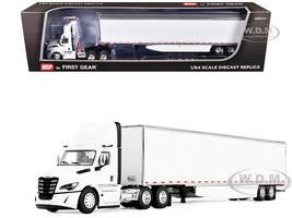 Freightliner Fifth Generation Cascadia Day Cab and 53 Utility Trailer with Skirts White 1/64 Diecast Model DCP/First Gear 60-2001