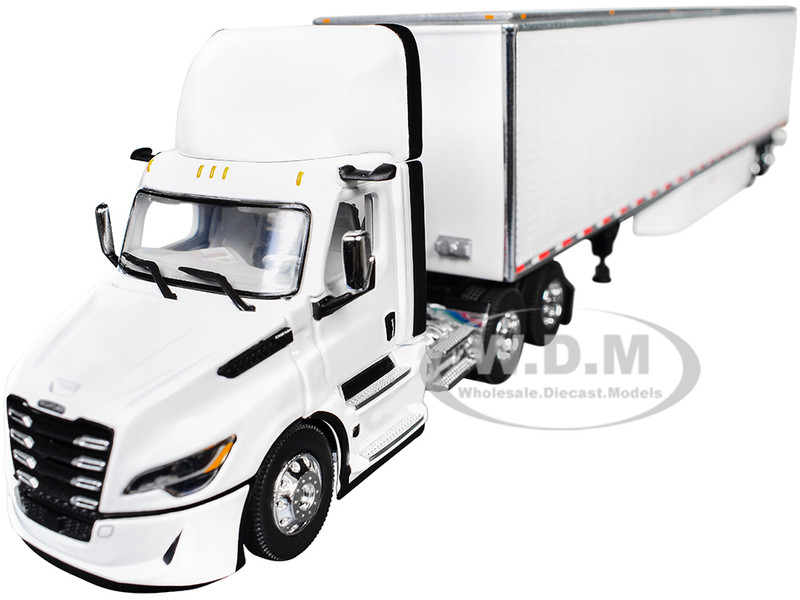 Freightliner Fifth Generation Cascadia Day Cab and 53 Utility Trailer with Skirts White 1/64 Diecast Model DCP/First Gear 60-2001