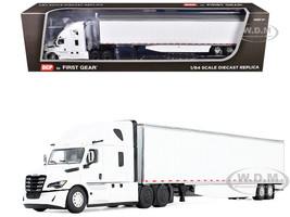 Freightliner Fifth Generation Cascadia Raised Roof Sleeper & 53 Utility Trailer with Skirts White 1/64 Diecast Model DCP/First Gear 60-2087