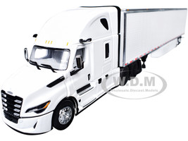 Freightliner Fifth Generation Cascadia Raised Roof Sleeper & 53 Utility Trailer with Skirts White 1/64 Diecast Model DCP/First Gear 60-2087