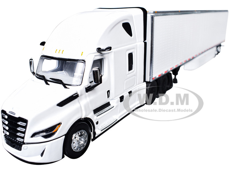 Freightliner Fifth Generation Cascadia Raised Roof Sleeper & 53 Utility Trailer with Skirts White 1/64 Diecast Model DCP/First Gear 60-2087