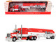 Peterbilt 389 with 63 Mid Roof Sleeper and Heil Fuel Tank Trailer Busted Knuckle Garage Red and White 1/64 Diecast Model DCP/First Gear 60-2146