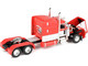 Peterbilt 389 with 63 Mid Roof Sleeper and Heil Fuel Tank Trailer Busted Knuckle Garage Red and White 1/64 Diecast Model DCP/First Gear 60-2146