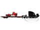 Mack Anthem Sleeper and Landoll 440B 50CA Traveling Axle Trailer Black with Mack B 61 Day Cab Load Red Mack Anniversary 1/64 Diecast Model DCP/First Gear 60-2151