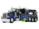 Peterbilt 389 Day Cab with Miller Century 1150 Rotator Wrecker Tow Truck Black with Blue and Green Graphics 1/64 Diecast Model DCP/First Gear 60-2248