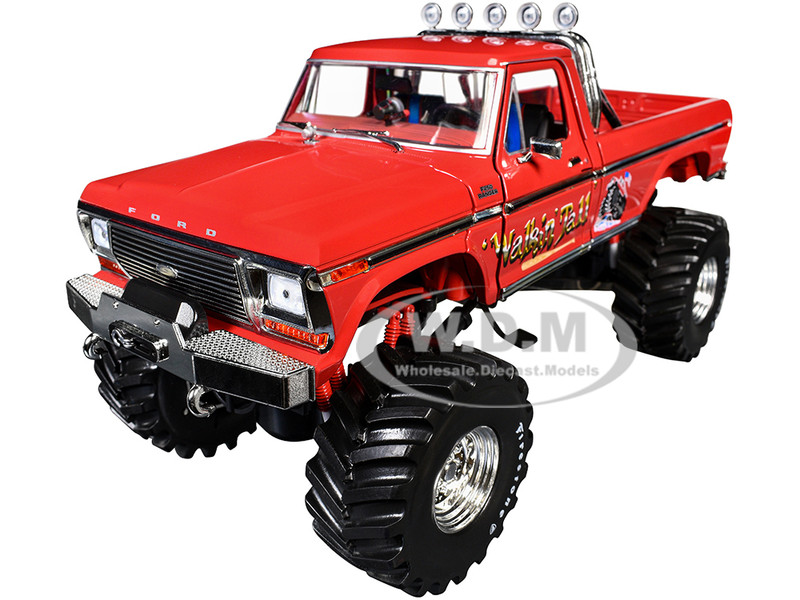 1979 Ford F 250 Monster Truck with 48 Inch Tires Walkin Tall Red Kings of Crunch Series 1/18 Diecast Model Car Greenlight 13606