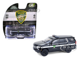 2024 Chevrolet Tahoe Police Pursuit Vehicle Dover Police 100th Anniversary Edition Black with White Stripes Hobby Exclusive Series 1/64 Diecast Model Car Greenlight GL30549