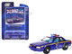 1988 Ford Mustang New York State Police Blue with Yellow Stripes and Blue Interior Hot Pursuit Series 8 1/64 Diecast Model Car Greenlight 42650A