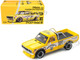 Datsun Pandem 620 Pickup Truck MoonEyes Yellow with White Sides and Graphics 1/64 Diecast Model Car Pop Race PR640250