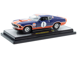 1970 Ford Mustang Custom #1 Gulf Oil Dark Blue with Orange Graphics Limited Edition to 7850 pieces Worldwide 1/24 Diecast Model Car M2 Machines 40300-135B