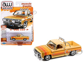 1981 Chevrolet Silverado Fleetside Pickup Truck Cream with Stripes Hobby Exclusive Series 1/64 Diecast Model Car Auto World AWSP191