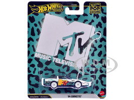 1984 Chevrolet Corvette MTV White with Stripes and Graphics Pop Culture Series Diecast Model Car Hot Wheels JHW93
