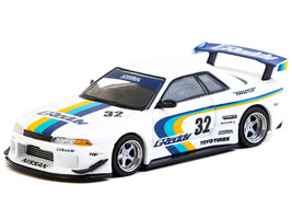 Nissan Skyline GT R R32 Widebody RHD Right Hand Drive #32 Greddy Jonsibal Designworks White with Stripes Global64 Series 1/64 Diecast Model Tarmac Works T64G-061-GDY