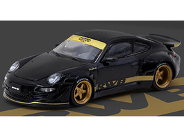 RWB 997 Black with Gold Wheels and Stripes Hobby64 Series 1/64 Diecast Model Tarmac Works T64-TL057-BK