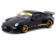 RWB 997 Black with Gold Wheels and Stripes Hobby64 Series 1/64 Diecast Model Tarmac Works T64-TL057-BK RWB 997 Black with Gold Wheels and Stripes Hobby64 Series 1/64 Diecast Model Tarmac Works T64-TL057-BK