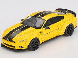 Ford Mustang LB Works Triple Yellow with Black Stripes Limited Edition 1/64 Diecast Model Car Mini GT MGT01077