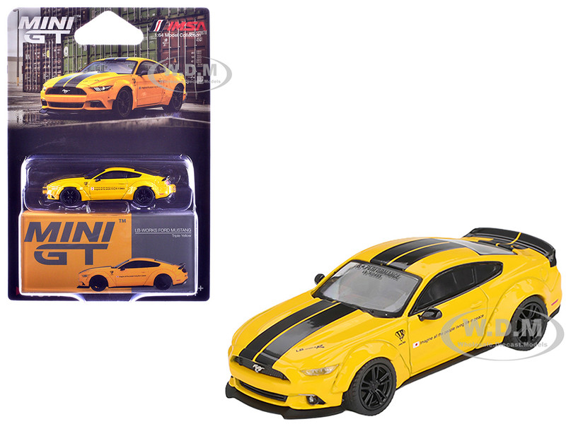 Ford Mustang LB Works Triple Yellow with Black Stripes Limited Edition 1/64 Diecast Model Car Mini GT MGT01077