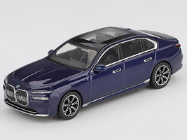 BMW i7 xDrive60 Tanzanite Blue Metallic with Sun Roof Limited Edition 1/64 Diecast Model Car Mini GT MGT01111