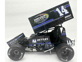 Winged Sprint Car #14CC Corey Day Blue Version Driven 2 Save Lives Jason Meyers Racing (2025) 1/18 Diecast Model Car ACME A1825013