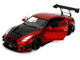 Nissan GT R R35 Liberty Walk Body Kit 2 0 RHD Right Hand Drive Red Metallic with Carbon Hood Pink Slips Series 1/18 Diecast Model Car Jada 36465 Nissan GT R R35 Liberty Walk Body Kit 2 0 RHD Right Hand Drive Red Metallic with Carbon Hood Pink Slips Series 1/18 Diecast Model Car Jada 36465