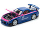 Mazda RX 7 RE Amemiya Widebody RHD Right Hand Drive Blue with Pink Hood and Stripes 1/64 Diecast Model Car Pop Race PR640240 Mazda RX 7 RE Amemiya Widebody RHD Right Hand Drive Blue with Pink Hood and Stripes 1/64 Diecast Model Car Pop Race PR640240