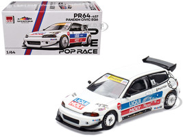 Pandem Civic EG6 RHD Right Hand Drive White with Stripes and Graphics VDX Tokyo Auto Salon Hong Kong 2025 Special Edition 1/64 Diecast Model Car Pop Race PR640457