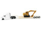 Peterbilt 579 Tractor White with Lowboy Trailer and CAT 315C Excavator Yellow 1/87 (HO) Diecast Model Diecast Masters 84423