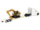 Peterbilt 579 Tractor White with Lowboy Trailer and CAT 315C Excavator Yellow 1/87 (HO) Diecast Model Diecast Masters 84423