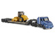 Kenworth T880 Tractor Blue Metallic with Lowboy Trailer and CAT Padfoot Roller Yellow 1/87 (HO) Diecast Model Diecast Masters 84424 Kenworth T880 Tractor Blue Metallic with Lowboy Trailer and CAT Padfoot Roller Yellow 1/87 (HO) Diecast Model Diecast Masters 84424