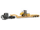 Kenworth T880 Tractor Black with Lowboy Trailer and CAT Roller Yellow 1/87 (HO) Diecast Model Diecast Masters 84425